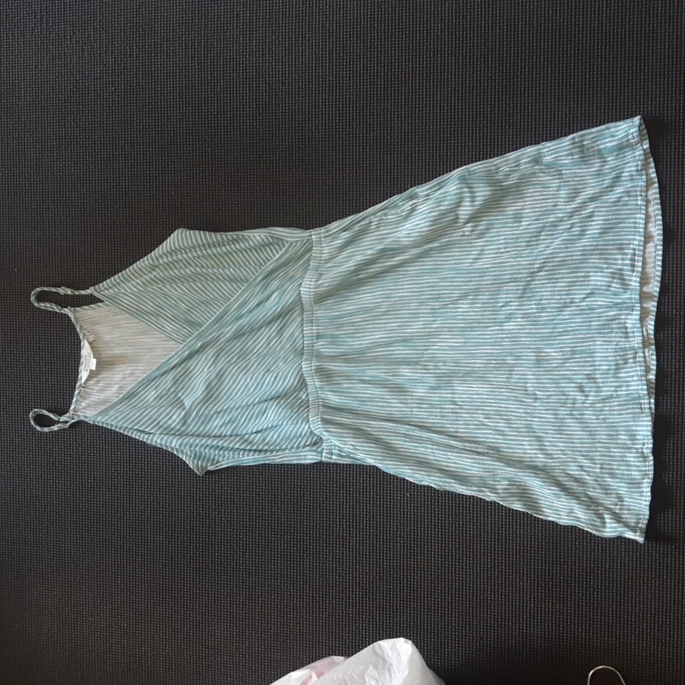 Market & Spuce teal and white striped dress